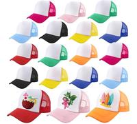 SGBETTER 18 Pack Child DIY Sublimation Trucker Caps Multicolor Blank Trucker Hat Summer Mesh Baseball Cap Adjustable Trucker Cap for Kids Summer Outdoor Sports (UK, Alpha, One Size, Color Set 2)