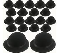 SGBETTER 20 Pack Plastic Bowler Hats Bulk Black Derby Bowler Hats Deluxe Costume Hat Top Hat for Adult Kids Dress up Costumes Party