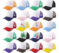SGBETTER 20 Pcs Adult Baseball Caps Bulk DIY Blank Trucker Cap Sublimation Trucker Hats for Women Men Summer Fishing Running (UK, Alpha, One Size, Color Set 1)