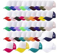 SGBETTER 40 Pcs Kids Trucker Hats Bulk Blank Sublimation Baseball Cap DIY Baseball Hat Adjustable Trucker Caps for Boys Girls Summer (UK, Alpha, One Size, Color Set 2)