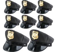 SGBETTER 8 Pack Adult Police Hat Adjustable Cop Cap Policeman Hat for Stage Performance Role Play Police Theme Party (Color Set 1)