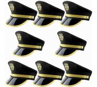 SGBETTER 8 Pack Child Police Hat Police Officer Costume Hat Cop Policeman Hat for Kids Halloween Cosplay Party Costume Accessory (Colors Style 1)