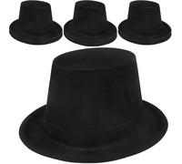 SGBETTER 8 Pack Kids Black Party Top Hat Plastic Magician Hat Costume Top Hat for Child Halloween Christmas Costume Accessory