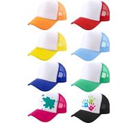 SGBETTER 8 Pack Kids Sublimation Caps DIY Blank Trucker Cap Summer Mesh Baseball Hat for Boys Girls Outdoor Sports Activities (UK, Alpha, One Size, Color Set 1)