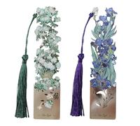 Sgbvzbd Metal Bookmarks with Tassel - 2 Pcs, Women's Bookmarks - Roses and Irises Design (BKM-046-002)