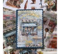 Sgbvzbd Street Scenery Theme Sticker Scrapbooking Supplies for Junk Journal, 54 Sheets Washi PET Stickers - Vintage Journaling Supplies, Ephemera Sticker Book Pre Cut(TZ-001-004)