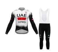 SGCIKER 2025 Pro Team UAE Spring Autumn Long Sleeve Cycling Jersey Set,Mens Thin Sunscreen Breathable Cycle Shirt MTB Bike Clothing Bib pants Kits (2XL)