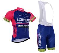 SGCIKER Retro Team Lampre Cycling Jersey Set For Men,Summer Bike Shirt MTB Cycling Clothing Bib Short Kits 9D Gel Pad (XL)