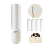 Sgdazo Compact Lint Roller with 150 Sheets - Portable Pet Hair Remover for Clothes, Furniture, and Travel Essentials Household Use, 1 Handle+5 Roller Refills (White)