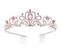 SGeneE Hair Jewelry Crown Tiaras for Women Fashion Crystal Princess Crown Rhinestone Tiara for Girl Birthday Wedding Model Catwalk Queen Crown Pearl Butterfly Hair Jewelry (Crystal Bridal Crown)