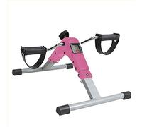 SGeneE Pedal Exercisers Folding Pedal Exerciser,Adjustable Resistance Mini Exercise Bike Portable Foot Peddler Under Desk Bike with LCD Display for Arms and Legs (Pink 120kg Support)