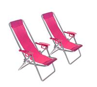 SGerste 2 Pieces Rose Red 1/6 Dolls House Miniature Beach Deck Chair for Barbie Blythe BJD Hot Toys Accessory Adult Collections