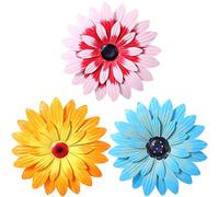SGerste 3 Pcs Metal Flower Wall Art 3D Daisy Decor Multiple Layer Hanging Rustic Farmhouse Boho Style Decorations for Indoor Outdoor Home Living Room Office Garden (8 inches) (Stylish)