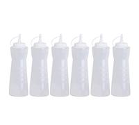 SGerste 6 PCS 12oz Multifunction Condiment Squeeze Bottles with Built-in Cap for Liquid Oil Sauce Syrup Ketchup Kitchen Arts Craft