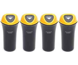 SGerste Car Interior Garbage Cans with Hook Mini Trash Cans Automobile Dustbins for Vehicle Automobile 4pcs (Yellow)