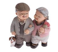 SGerste OLD MARRIED COUPLE FIGURE FIGURINE STATUES HOME GARDEN ORNAMENTS DECOR - Multicolor, Drinking Tea (Leading Dog)