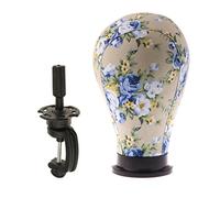 SGerste Salon Retail Store Hair Styling School Canvas Cork Block Mannequin Head Model + Rotatable Black Table Clamp for Wigs Making Hat Displaying 24 inch - #2, as described