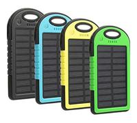 SGerste Solar Energy Power Bank Case 5000mAh Solar Power Bank Dual 2 USB Waterproof Portable Charger Case 1A (Yellow,)