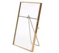 SGerste Vintage Style Brass and Glass, Metal Floating Desk Photo Frame, for Pictures Art Crafts, Freestanding Picture Frame - Gold, 10x 15 cm (10x 15 cm)