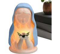 SGerste Virgin Mary Statue Lamp, Resin Blessed Mother Mary Night Light, Devotional Prayer Figure Lighting,Soothing Warm Lighting Crafts for Home Christmas Birthday Nursery Room Bedside Decoration (B)