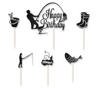 SGERUFZ 1 set of fishing cake toppers, fish, fishing, cake decoration, angler, birthday, cake decoration, cake topper, topper