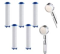 SGERUFZ 5 Pieces PP Cotton Shower Filter for Shower Head Anti-Limescale Replaceable Cotton Energy-Saving Shower Filter for Removing Sediment Cartridge (8 x 2.5 cm)