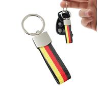 SGERUFZ German Flag Keyring Made of Canvas and Metal Ring, Not Easy to Break, Fashionable Stainless Steel, Colourfast, Suitable for Men and Women Car Key Chain
