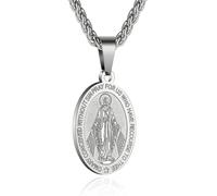SGERUFZ Virgin Mary Necklace Women's Picture Pendant Steel Necklace Medal Virgin Mary Steel Medal for Women