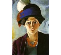 SGFGAD FHYWQ August Macke Poster and Prints Abstract Wall Art Picture《Portrait of Artist's wife with a hat》People Canvas Painting For Home Decor 40x60cm Unframed