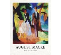 SGFGAD FHYWQ August Macke Poster Landscape Prints Abstract Wall Art Picture《People by a Blue Lake》August Macke Canvas Painting For Home Decor 40x60cm Unframed