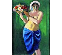 SGFGAD FHYWQ August Macke Poster People Prints Abstract Wall Art Picture《Woman Carrying a Flower Bowl》August Macke Canvas Painting For Home Decor 40x60cm Unframed