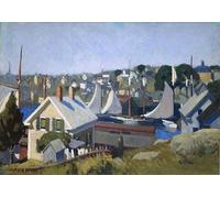 SGFGAD FHYWQ Edward Hopper Landscape Poster Color Prints Abstract Wall Art Picture《Gloucester Harbor》Edward Hopper Canvas Painting For Home Decor 50x80cm Unframed