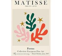 SGFGAD FHYWQ Henri Matisse Poster Color Prints Abstract Wall Art Picture《Coral Leaf Paper Cutting》Henri Matisse Canvas Painting For Home Decor 40x60cm Unframed