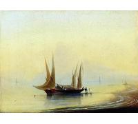 SGFGAD FHYWQ Ivan Aivazovsky Poster Color Prints Modern Wall Art Picture《A Barge by the Seashore》Ivan Aivazovsky Canvas Painting For Parlor Decor 50x70cm Unframed