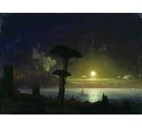 SGFGAD FHYWQ Ivan Aivazovsky Poster Color Prints Modern Wall Art Picture《The Calm Sea at Night》Ivan Aivazovsky Canvas Painting For Parlor Decor 50x70cm Unframed