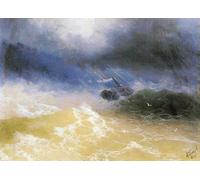 SGFGAD FHYWQ Ivan Aivazovsky Scenery Poster and Prints Modern Wall Art Picture《Storm at Sea》Ivan Aivazovsky Canvas Painting For Parlor Decor 50x70cm Unframed