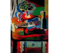 SGFGAD FHYWQ Pablo Picasso Poster Still Life Prints Abstract Wall Art Picture《Guitar on the Table》Pablo Picasso Canvas Painting For Home Decor 50x60cm Unframed