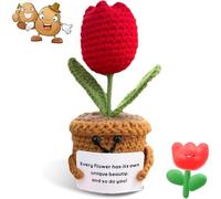 SGFNXB Crochet Flowers, Emotional Support Potato, Tulip Crochet Hooks Doll With Card, Handmade Crochet Potted Plants Knitted Tulips, Cute Potato For Carnival Birthday Friend Party Decoration