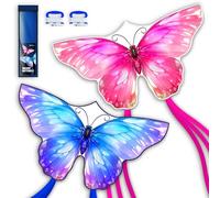 SGftre 2 Piece Set Butterfly Kites for Kids and Adults，Easy to Fly Outdoor Toy for Boys and Girls, for Children, Ideal for Beach and Outdoor Activities (Pink +Blue Dreamy Butterfly, 2)
