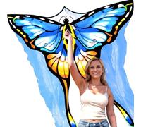 SGftre Beautiful Blue Tulle Butterfly Kites for Adult and Kids Ages 4-8，Easy to Fly with Outdoor Fun Kite Sports Adults Summer Children Kite Butterfly Toy(blue)