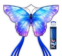 SGftre Blue Butterfly Kite for Kids & Adults，Extremely Easy to Fly，Colorful Hand Kite for Outdoor Fun, Perfect for Family Kites Games & Time to Fly Adventures(Blue Dreamy Butterfly)