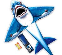 SGftre Three Headed Shark Kite for Kids and Adults,Kites for Kids Ages 8-12 Easy to Fly,Single Line Beach and Park Kite for Family Outdoor Games & Activities (Three Headed Shark)