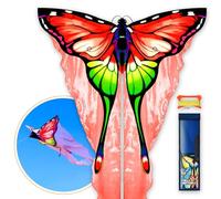 SGftre Tulle Butterfly Kite，Easter/New Edition，Pretty Color，Stronger Frame，Beach Vacation，Easy to Assemble，Large Mermaid Kite，Balance，Girls/Kite (Tulle Butterfly-red)