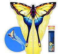 SGftre Yellow Tulle Butterfly Kite for Kids & Adults - Easy to Fly, Durable & Lightweight, Perfect for Beach, Park, Backyard, Family Outdoor Activities, Birthday Gifts (Includes String & Tulle Tail)