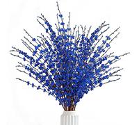 Sggvecsy 10 Pcs 29.5’’ Long Artificial Jasmine Flowers Tall Fake Flower Bouquet Faux Jasmine Plants Dry Branches for Wedding Home Party Office Hotel Restaurant Kitchen Decoration（Blue）