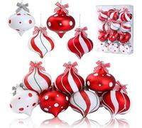Sggvecsy 12 Pcs Peppermint Candy Ornaments Candy Cane Balls Red White Candy Balls Hanging Stripes Ornaments Christmas Tree Ornament for Xmas Party Indoor Outdoor Holiday Home Decorations