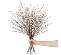 Sggvecsy 15 Pcs Artificial Berry Stems Christmas Red Berries Holly Berry Branches Fake Pearl White Spray Berry Picks for Floral Arrangements Christmas Tree Holiday Home Xmas DIY Crafts Decor (White)