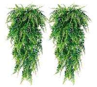 Sggvecsy 4 Pack Artificial Hanging Plants Fake Hanging Plant Faux Hanging Boston Ferns Fake Ivy Vines Greenery UV Resistant Plastic Plants for Indoor Outdoor Room Wall Wedding Patio Porch Decor
