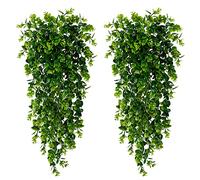 Sggvecsy 4 Pack Artificial Hanging Plants Fake Hanging Plant Faux Hanging Eucalyptus Plants UV Resistant Plastic Plants for Indoor Outdoor Room Wall Wedding Patio Porch Decor
