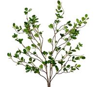 Sggvecsy 43’’ 2Pcs Artificial Ficus Branches Faux Leaf Spray Green Eucalyptus Branches Artificial Greenery Stems Fake Ficus Twig Plants for Home Office Wedding Vase Filler Shop Decoration